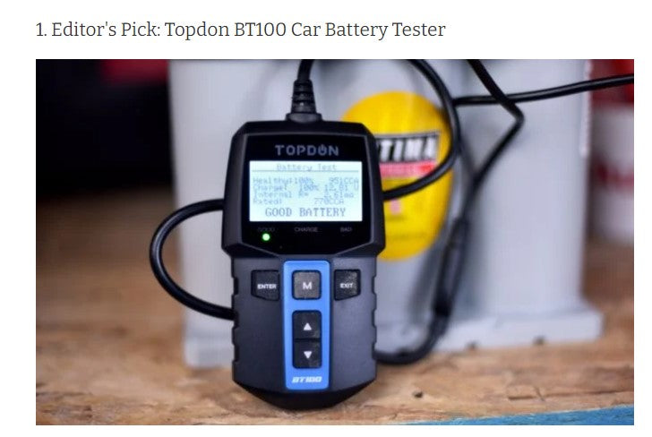 TOPDON®'s BT100 Named Editor’s Pick by AutoGuide